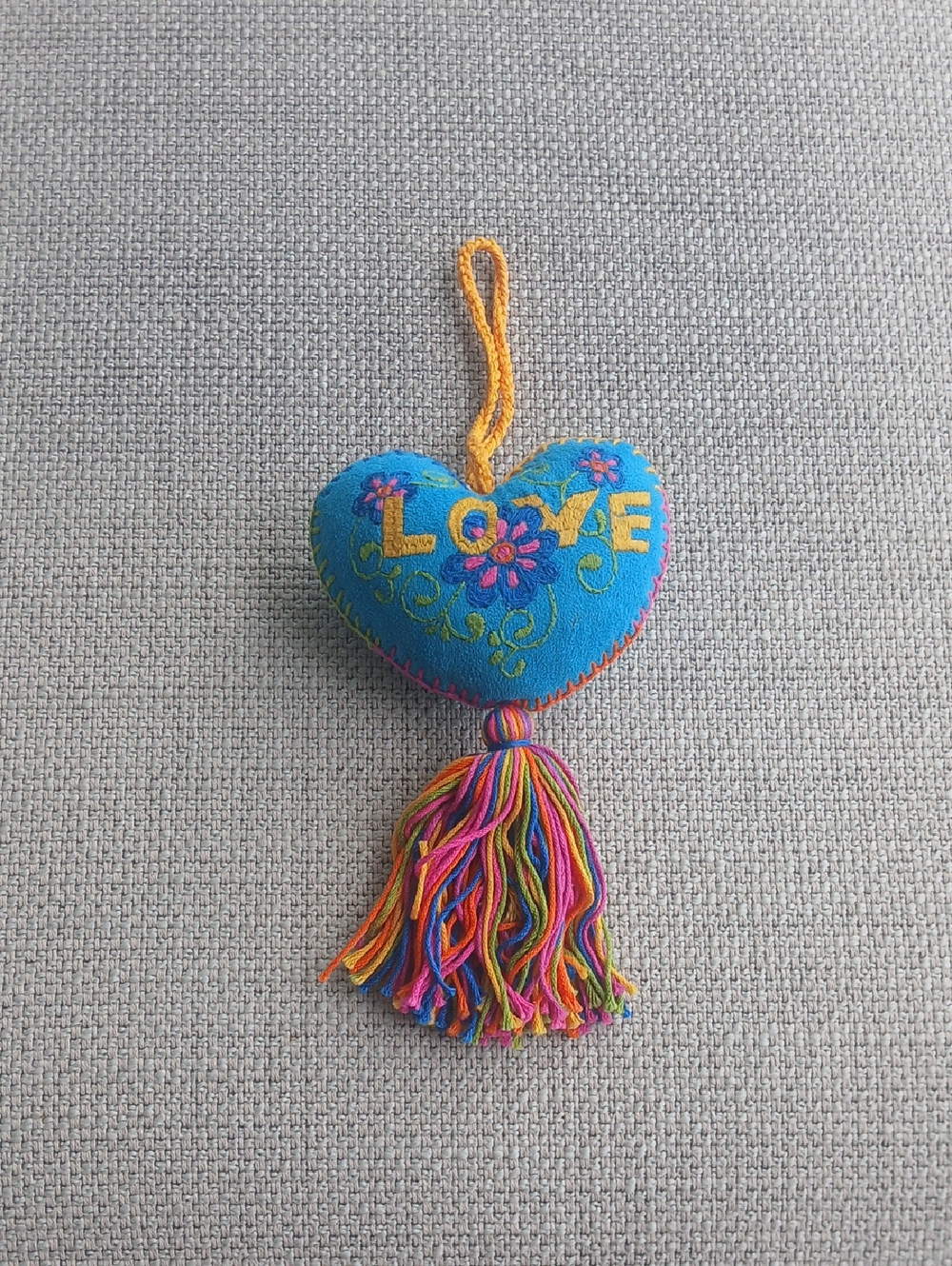 Blue Heart LOVE Hanging Tassel Charm
